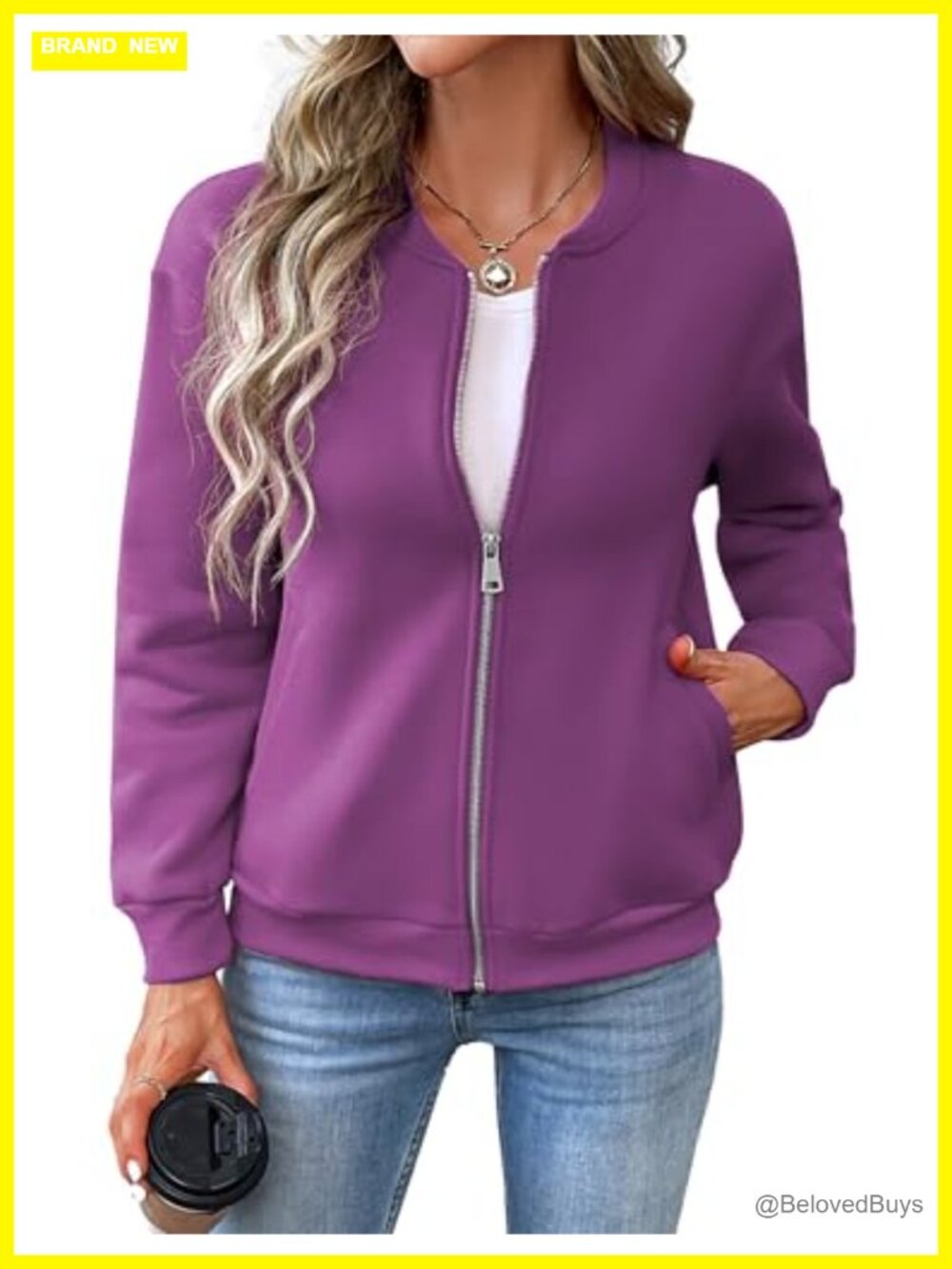 Zip Up Bomber Jacket Long Sleeve Fitted Casual Coat
